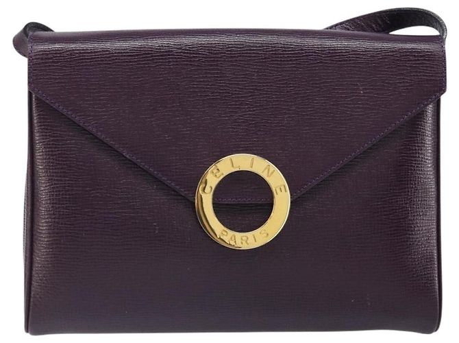 Céline Celine Circle Logo Leder Lila