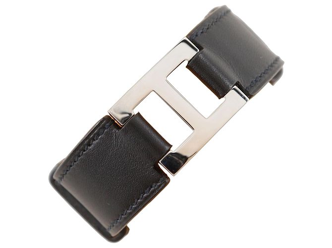 Hermès Hermes Chamonix Leather Bangle Bracelet Black 