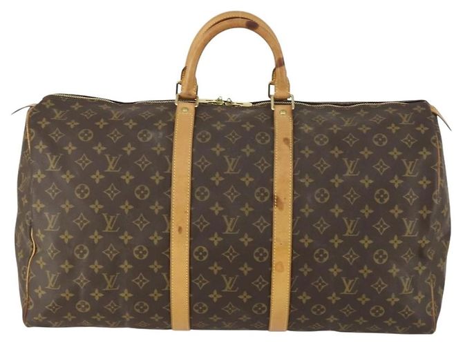 Sac Keepall Louis Vuitton en toile Monogram 55 Marron