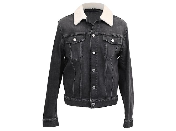 Dior Sheared Collar Denim Jacket in Black Cotton