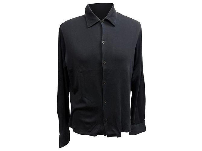 Prada Langarmhemd mit Knöpfen aus schwarzer Baumwolle