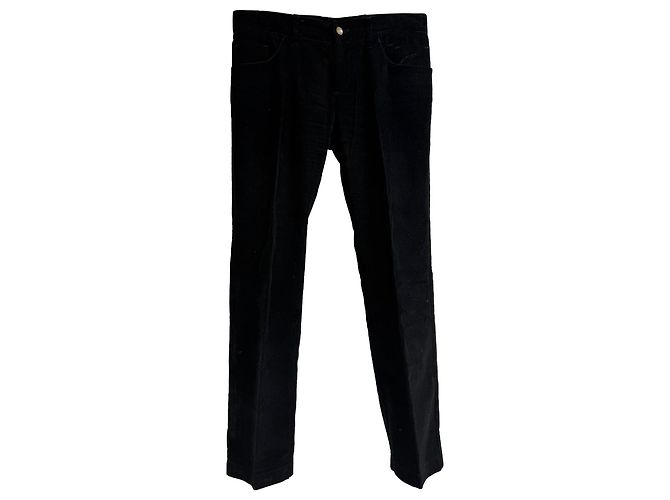 Pantaloni in velluto a coste neri in cotone di Dolce & Gabbana Nero