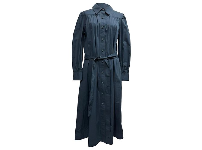 Robe chemise midi à manches longues Tory Burch Artist en coton bleu marine