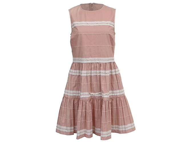 Abito Mini Red Valentino in Cotone Rosa Marrone