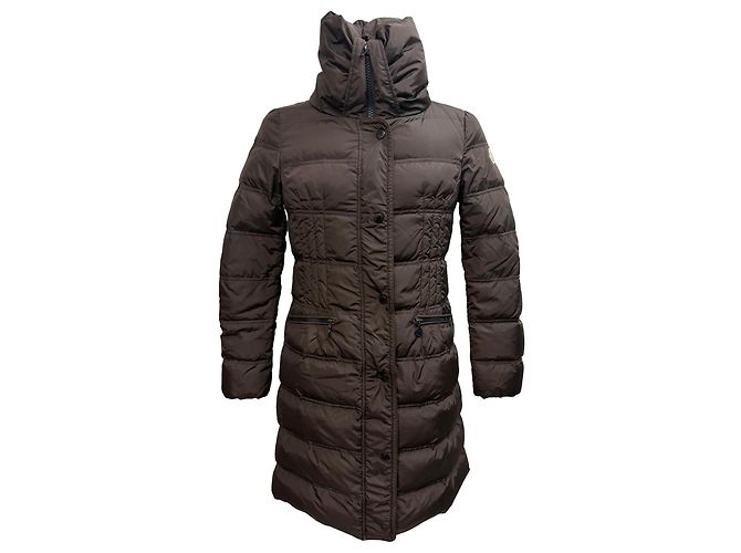 Moncler Vos Puffer-Mantel mit Taschen aus braunem Polyamid Rot