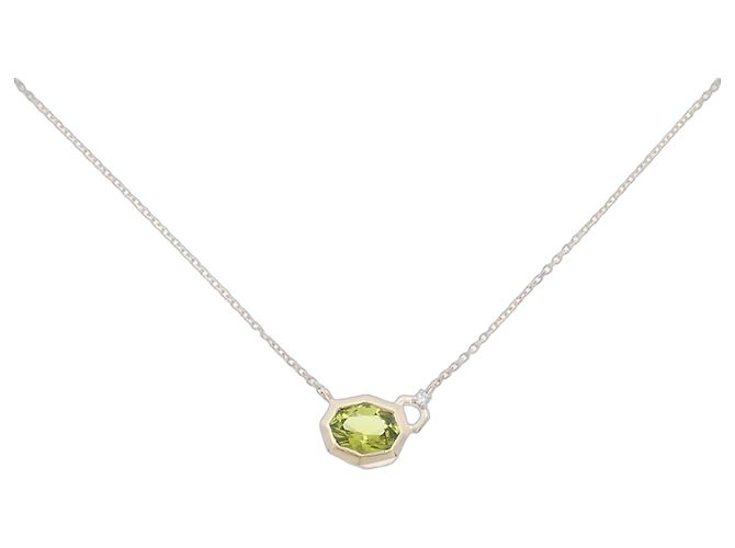 Autre Marque Collana in oro giallo K10 con peridoto e diamanti D'oro