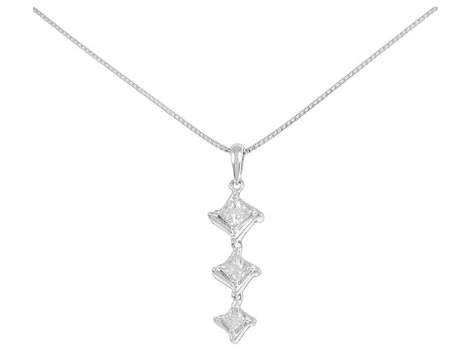 Autre Marque Diamant-Halskette PT900 PT850 Silber