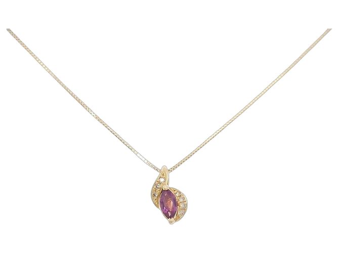 Autre Marque Collar de diamante y granate Au750 Dorado