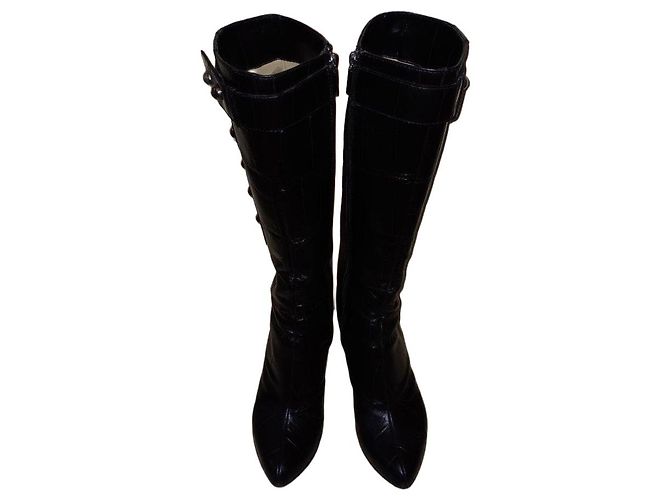 Mario Bologna High black leather boots with heel