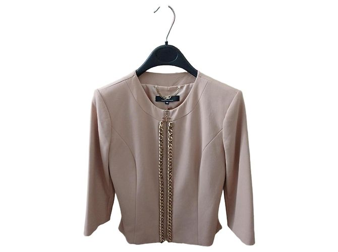Beige Elisabetta Franchi Jacke mit Goldkette