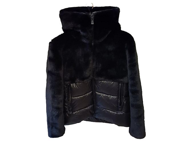 Blauer jacket in eco-fur and quilted nylon Black