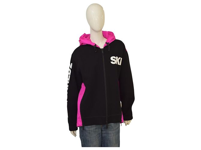 DSQUARED2 SKI Schwarze & Rosa Technische Zip-Pufferjacke | Größe M | Hergestellt in Italien