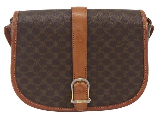Céline Celine Vintage Macadam Canvas et Cuir Marron