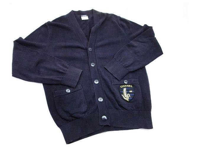 Marineblauer Cardigan Chanel Uniform von Karl Lagerfeld