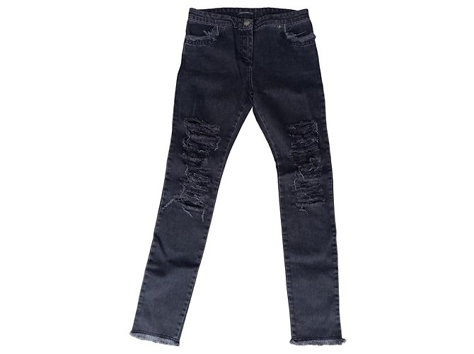 Vaqueros Christopher Kane Negros Grises Algodón Talla 28 