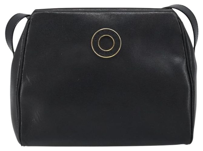 Céline Bolsa de ombro em couro com logo circular Celine Preto