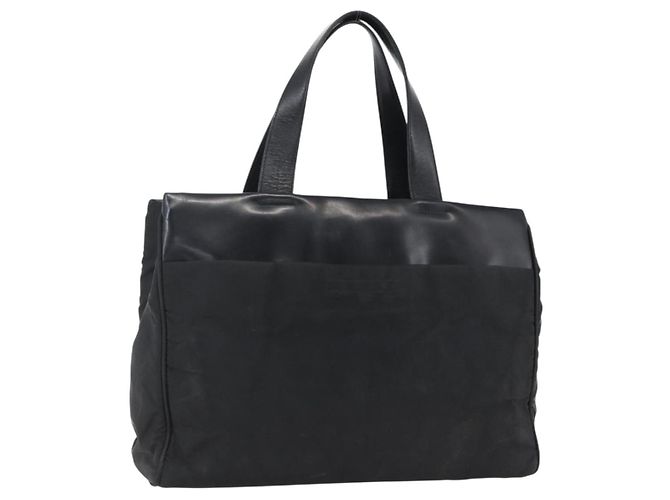 PRADA Handtasche Nylon Schwarz Silber Auth 170309