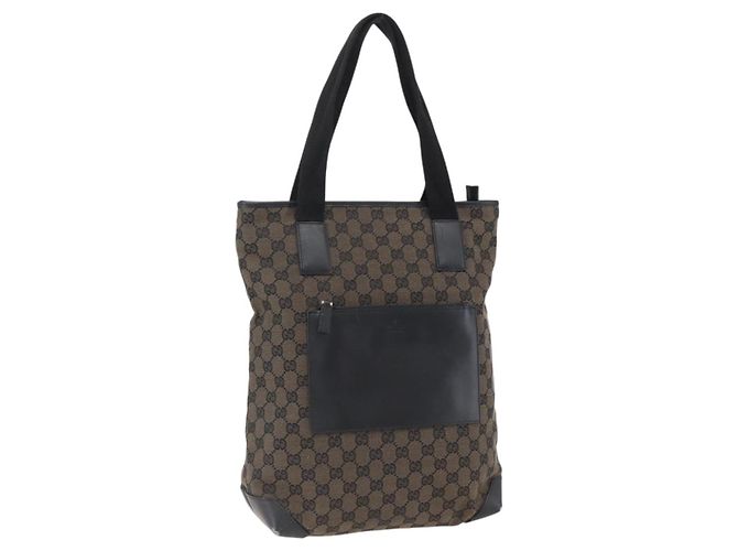 Borsa Tote GG Canvas Gucci Nera Argento 019 0401 Auth ep13216 Nero