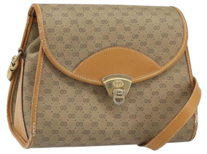 Gucci Borsa a spalla Micro GG Supreme in PVC Beige Oro Auth BA10076 D'oro