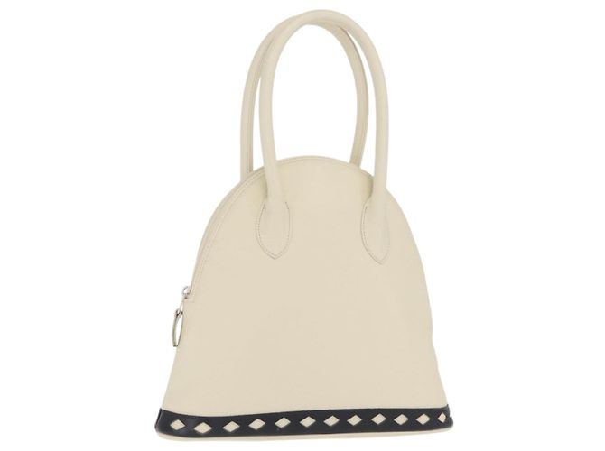 SAINT LAURENT Bolsa de mão em couro branco Auth 169261V