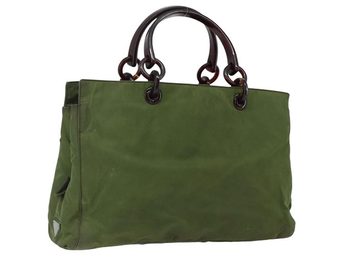 PRADA Sac à main en nylon vert Auth 170274