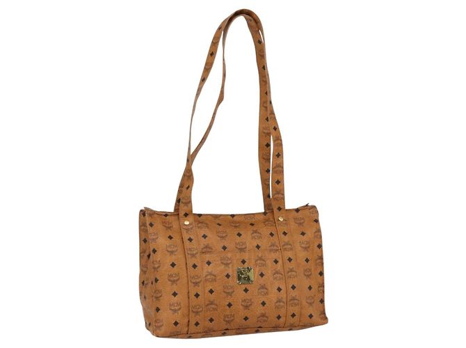 Borsa tote MCM Logogram Vicetos PVC Marrone Oro Auth 170393 D'oro