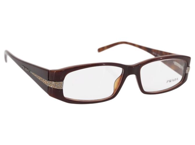 PRADA Glasses plastic Brown Auth bs33046