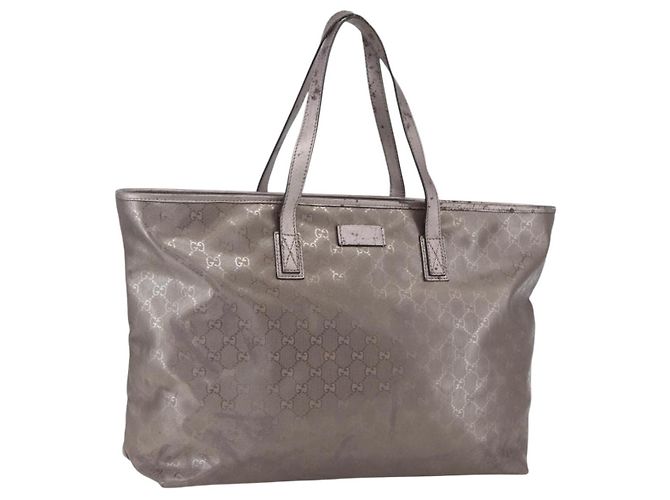 GUCCI GG Implementation Tote Bag Grau Silber 231120 Auth BA10239 Braun