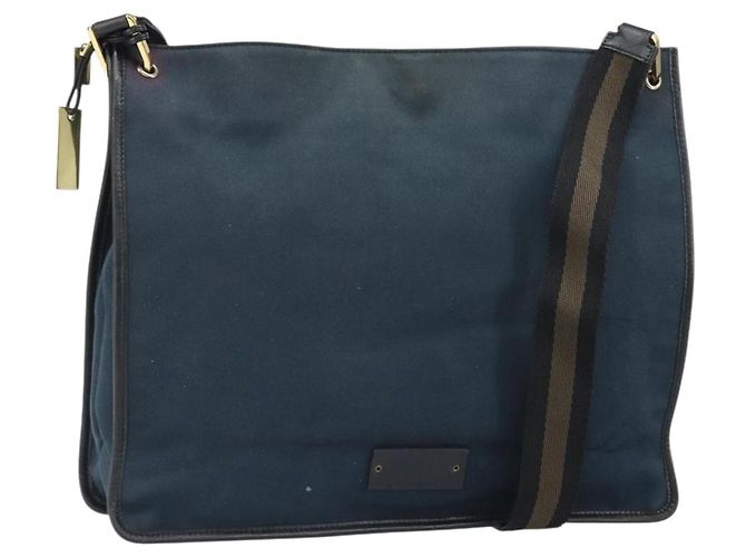 Borsa a Spalla Sherry Line GUCCI in Tela Nera e Oro 90656 Auth hk3366 Nero D'oro