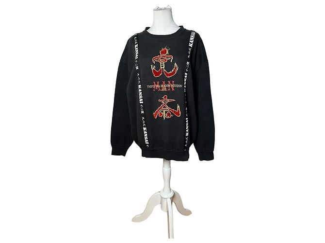 Autre Marque Pull ras du cou abstrait vintage Kansai Yamamoto noir M