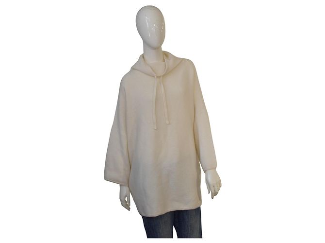 Autre Marque Oversized Hoodie Pullover aus 100 % Kaschmir für Damen | Creme | Pariser Luxus Roh