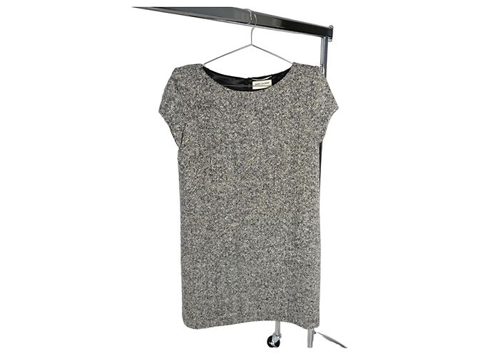 Saint Laurent Trapeze Tweed Kleid Schwarz Weiß Grau