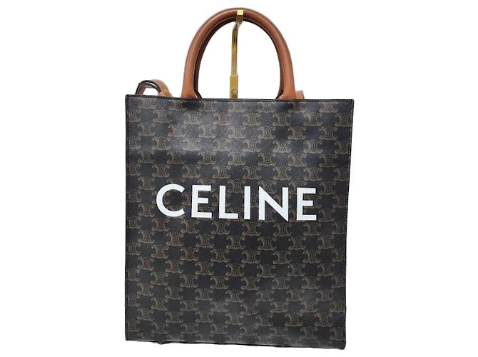 Triomphe Céline Borsa tote verticale Celine in tela monogramma marrone
