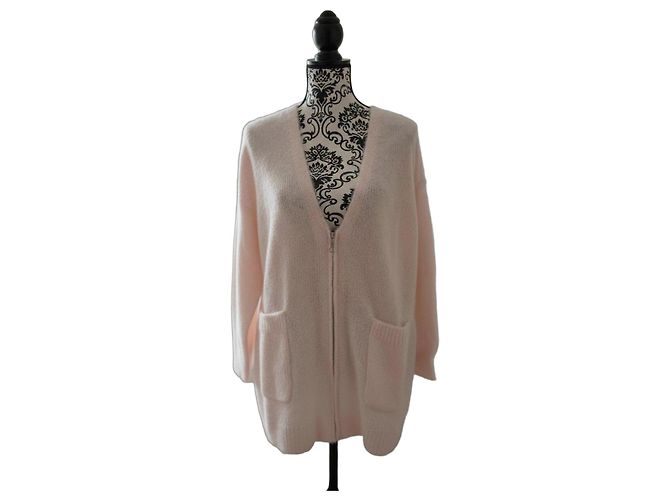 Des Petits Hauts Cardigan zippé rose pâle en maille