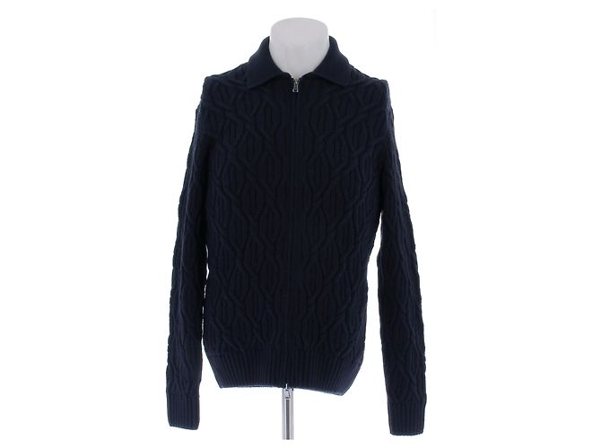 Autre Marque Strickjacke aus gedrehter Wolle Marineblau