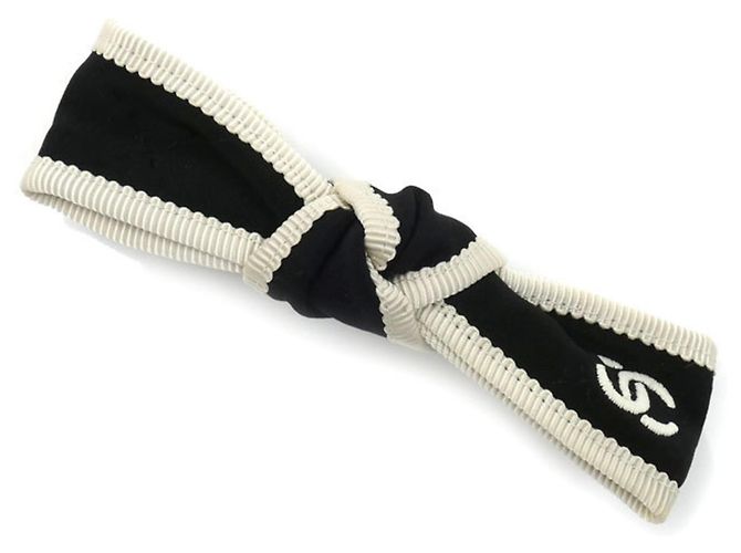 Haaraccessoire mit Schleife aus Seide Coco Mark von Chanel Schwarz Weiß
