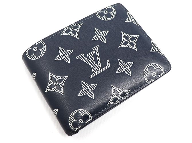 Louis Vuitton Navy Monogram Shadow Bifold Wallet Navy blue