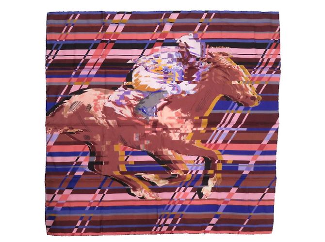 Lenço de seda Carré 90 Hermès Marrom Rosa Roxo