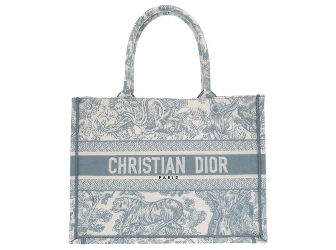 Bolso Tote Dior Book Medium sin usar Christian Dior Blanco Azul claro