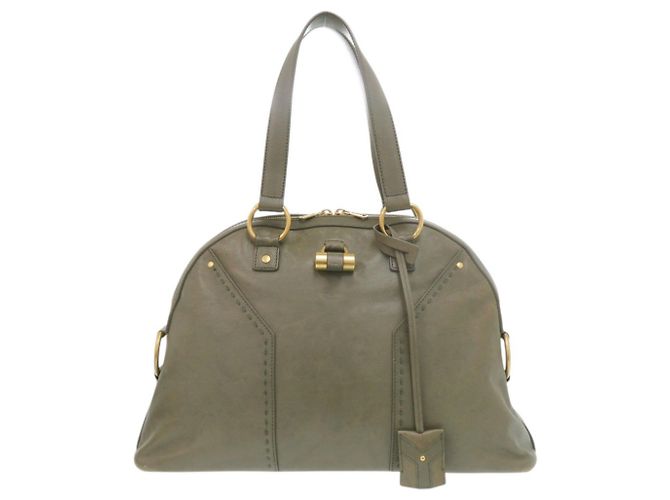 Yves Saint Laurent Muse Lederhandtasche Olivgrün 