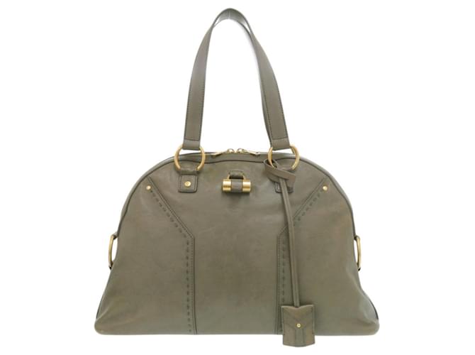 Sac à main en cuir Yves Saint Laurent Muse Vert olive 