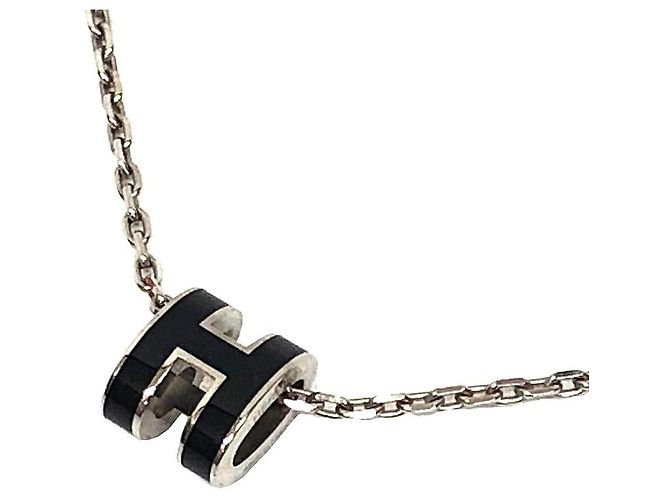 Collar H Chain Mini Pop de Hermès Negro Plata