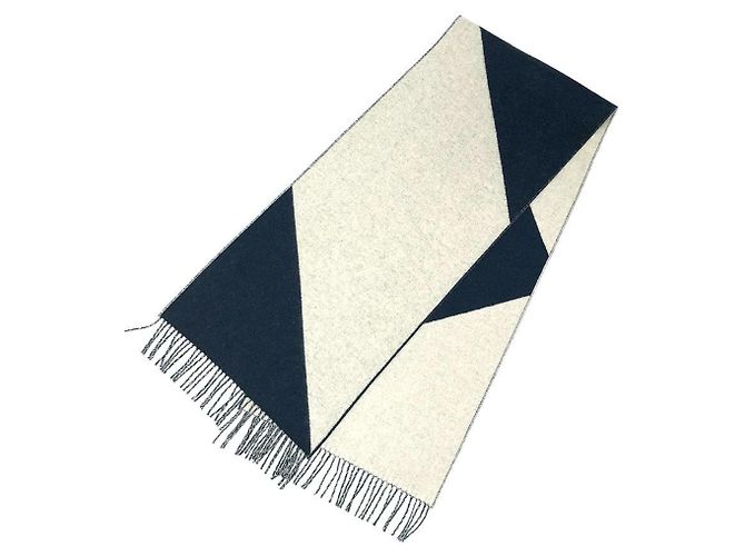 Stola in cashmere Hermès in grigio chiaro e blu navy