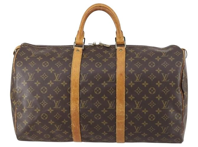 Bolsa Keepall Louis Vuitton em canvas Monogram 50 Marrom