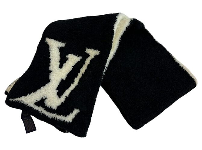 Sciarpa in lana nera e bianca Louis Vuitton Nero Bianco