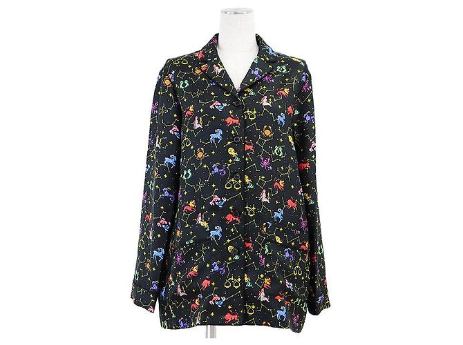 Camicia in twill di seta pixel Zodiac Christian Dior Nero