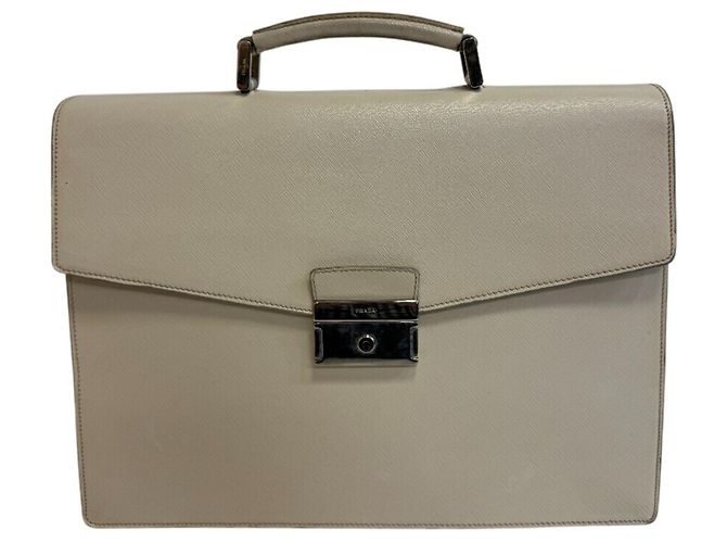 Borsa a tracolla Prada Saffiano Bianco Beige