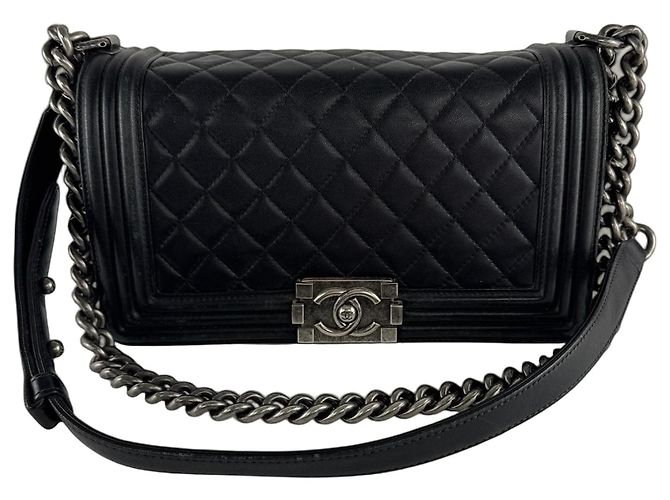 Chanel old medium Boy black lambskin