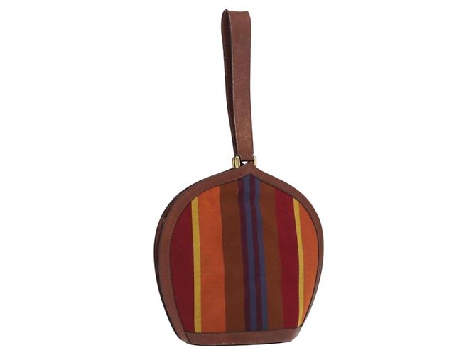 Céline CELINE Hand Bag Canvas Leather Multicolor Gold Auth 149838