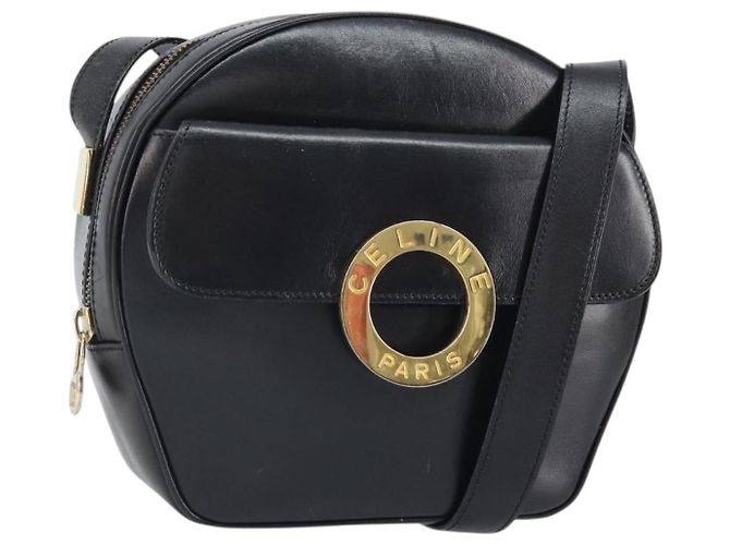 Borsa a Spalla CÉLINE Circle in Pelle Nera e Oro Auth 171411V Nero D'oro